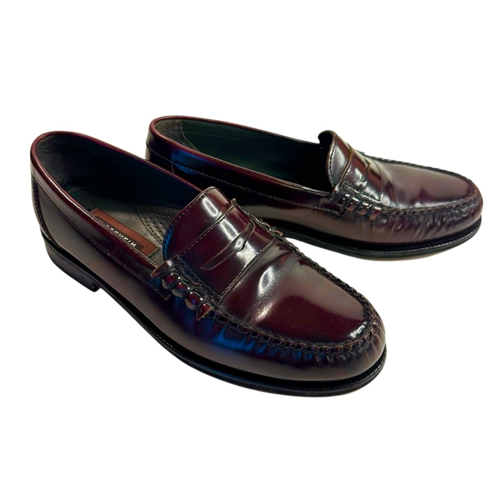 MENS Florsheim Dark Burgundy Penny Loafers Preppy Leather 1980s 1990s Y2K